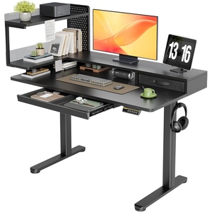 image:imageClaiks Electric Standing Desk 48 x 24 Inches Height Adjustable Desk with Removable Shelves Stand Up Desks Computer Workstation Black