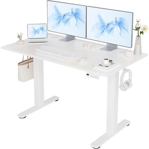 image:imageClaiks Electric Standing Desk Adjustable Height Stand up Desk 40x24 Inches Sit Stand Home Office Desk with Splice Board Black FrameRustic Brown TopCold White