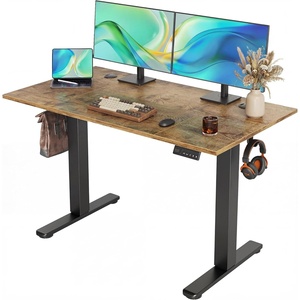 image:imageClaiks Electric Standing Desk Adjustable Height Stand up Desk 40x24 Inches Sit Stand Home Office Desk with Splice Board Black FrameRustic Brown TopVintage Browns