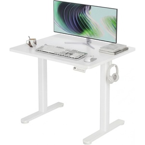 image:imageClaiks Electric Standing Desk Adjustable Height Stand up Desk 40x24 Inches Sit Stand Home Office Desk with Splice Board Black FrameRustic Brown TopWhite