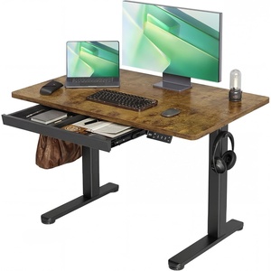 image:imageClaiks Standing Desk with Drawers 48x24 Inch Electric Stand Up Desk Adjustable Height Computer Workstation BlackRustic Brown