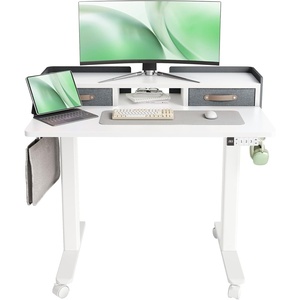 image:imageClaiks Standing Desk with Drawers Stand Up Electric Standing Desk Adjustable Height Sit Stand Desk with Storage Shelf and Splice Board 48 Inch NaturalWhite