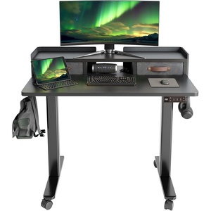 image:imageClaiks Standing Desk with Drawers Stand Up Electric Standing Desk Adjustable Height Sit Stand Desk with Storage Shelf and Splice Board 48 Inch NaturalBlack