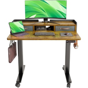 image:imageClaiks Standing Desk with Drawers Stand Up Electric Standing Desk Adjustable Height Sit Stand Desk with Storage Shelf and Splice Board 48 Inch NaturalRustic Brown