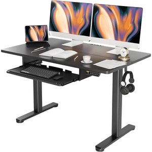 image:imageClaiks Standing Desk with Keyboard Tray Standing Desk Adjustable Height Raising Desks for Home Office and Computer Workstation 48 Inches Rustic BrownBlack