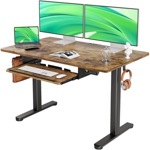 image:imageClaiks Standing Desk with Keyboard Tray Standing Desk Adjustable Height Raising Desks for Home Office and Computer Workstation 48 Inches Rustic BrownRustic Brown