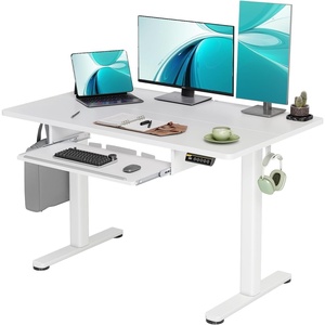 image:imageClaiks Standing Desk with Keyboard Tray Standing Desk Adjustable Height Raising Desks for Home Office and Computer Workstation 48 Inches Rustic BrownWhite