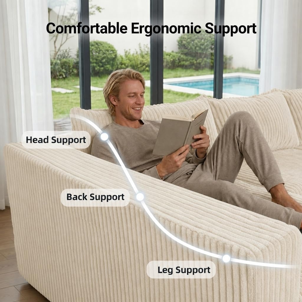 image:imageClaiks 128 Modular U Shaped Sectional Couch Deep Seat Bonless Couches for Living Room Modern Couch with Pet Stairs No Assembly Required Dark GreyBeige