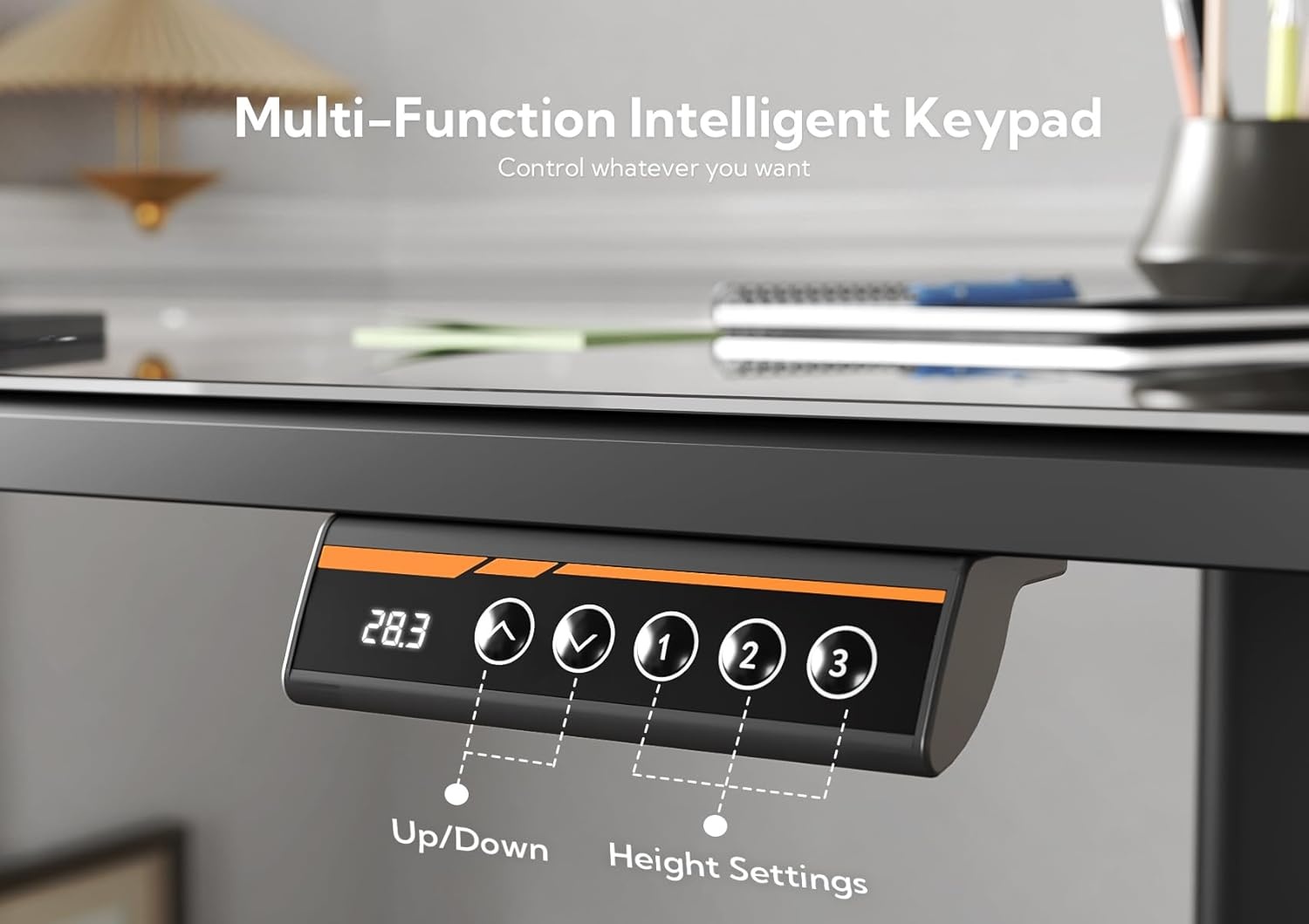 image:imageClaiks Glass Standing Desk 48x24 Inch Electric Standing Desk Adjustable Height Quick Install Home Office Computer Desk BlackBlack