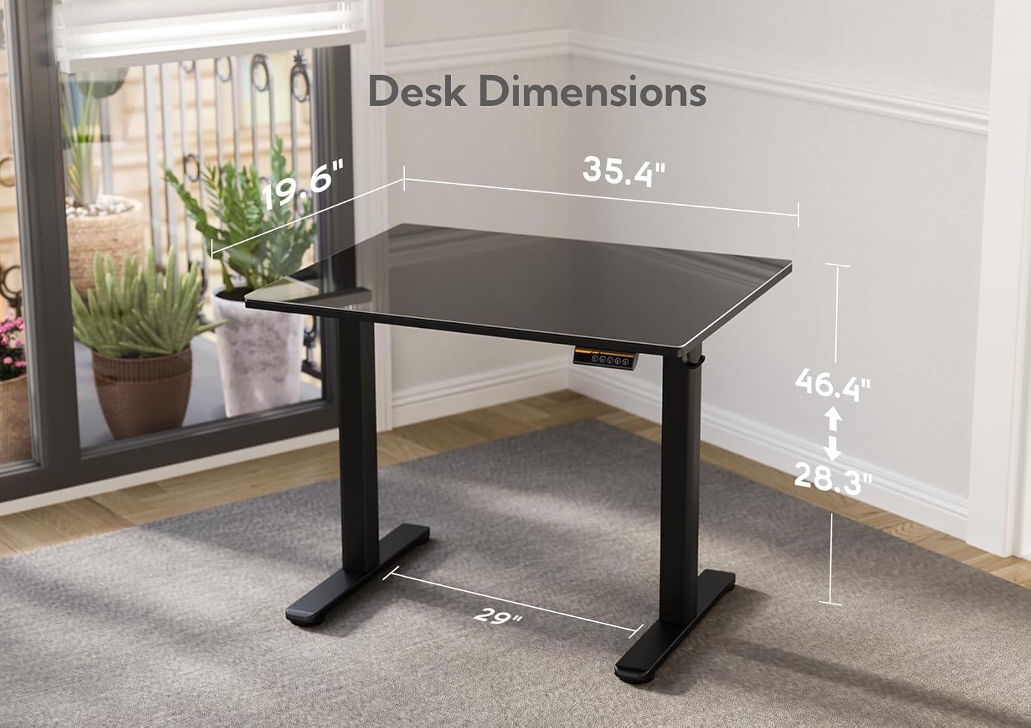 image:imageClaiks Glass Standing Desk 48x24 Inch Electric Standing Desk Adjustable Height Quick Install Home Office Computer Desk BlackBlack