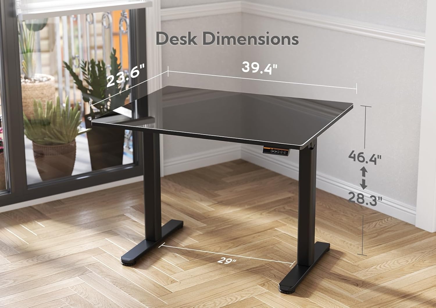 image:imageClaiks Glass Standing Desk 48x24 Inch Electric Standing Desk Adjustable Height Quick Install Home Office Computer Desk BlackBlack