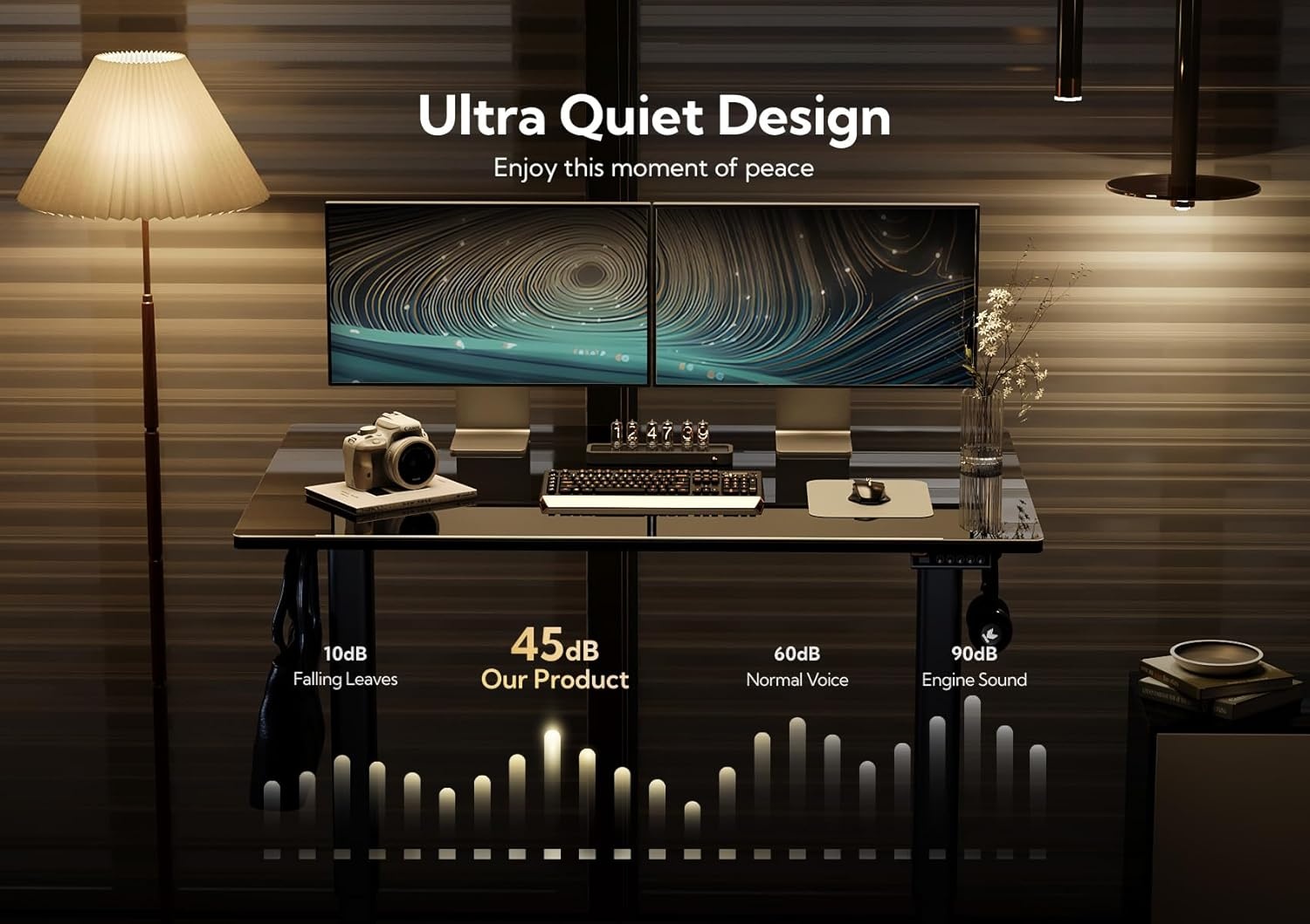 image:imageClaiks Glass Standing Desk 48x24 Inch Electric Standing Desk Adjustable Height Quick Install Home Office Computer Desk BlackBlack