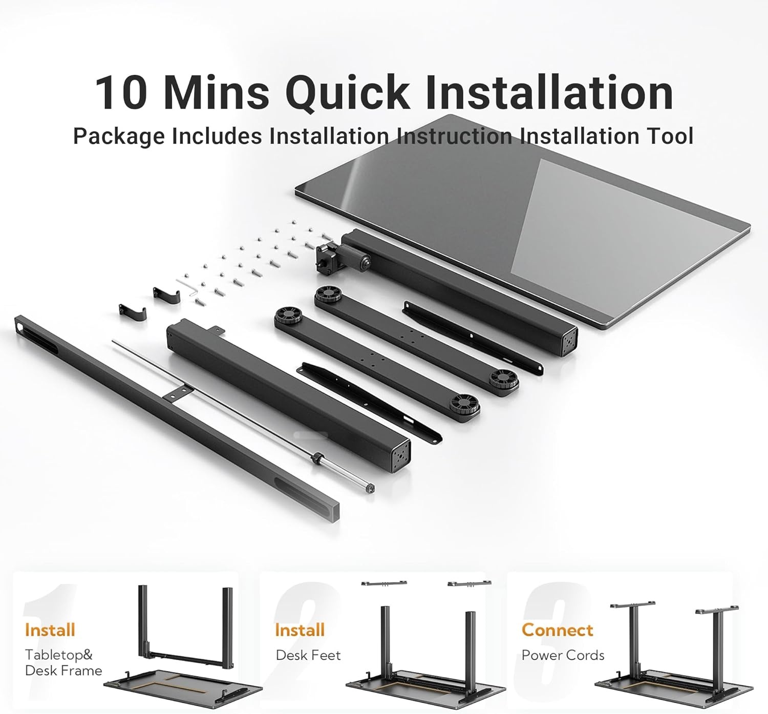 image:imageClaiks Glass Standing Desk 48x24 Inch Electric Standing Desk Adjustable Height Quick Install Home Office Computer Desk BlackCool Black