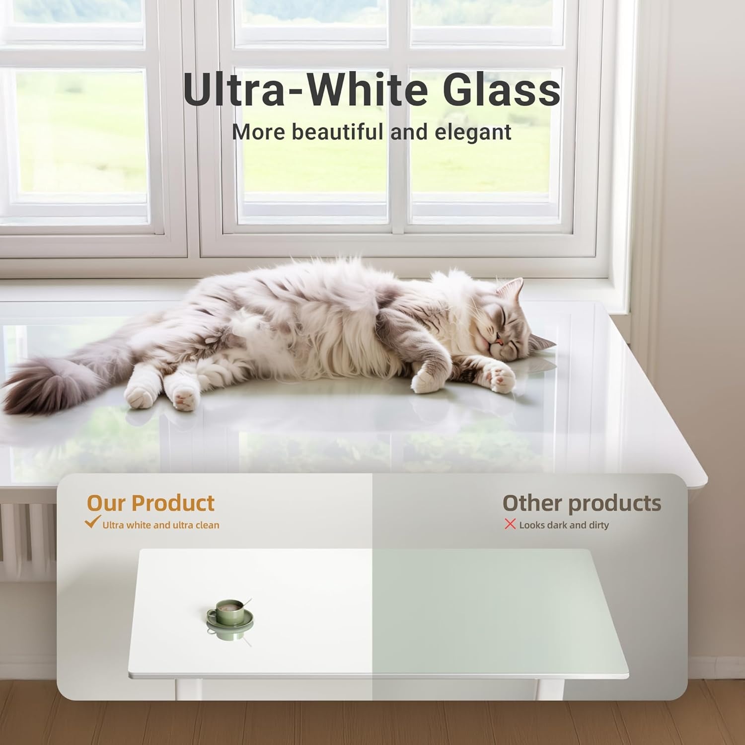 image:imageClaiks Glass Standing Desk 48x24 Inch Electric Standing Desk Adjustable Height Quick Install Home Office Computer Desk BlackCool White