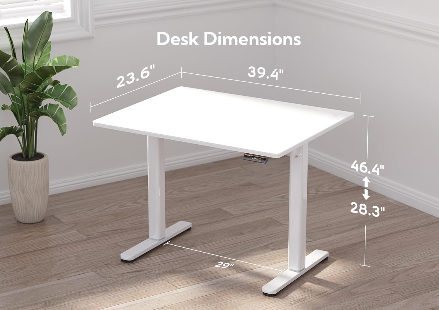 image:imageClaiks Glass Standing Desk 48x24 Inch Electric Standing Desk Adjustable Height Quick Install Home Office Computer Desk BlackSuper White