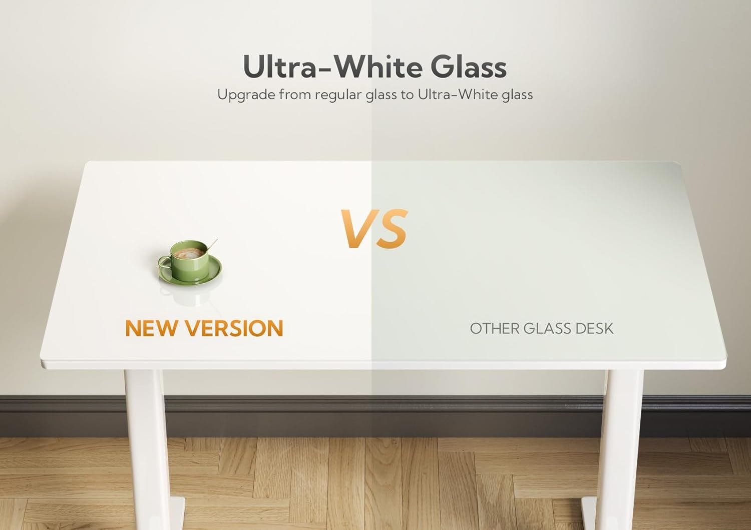 image:imageClaiks Glass Standing Desk 48x24 Inch Electric Standing Desk Adjustable Height Quick Install Home Office Computer Desk BlackSuper White