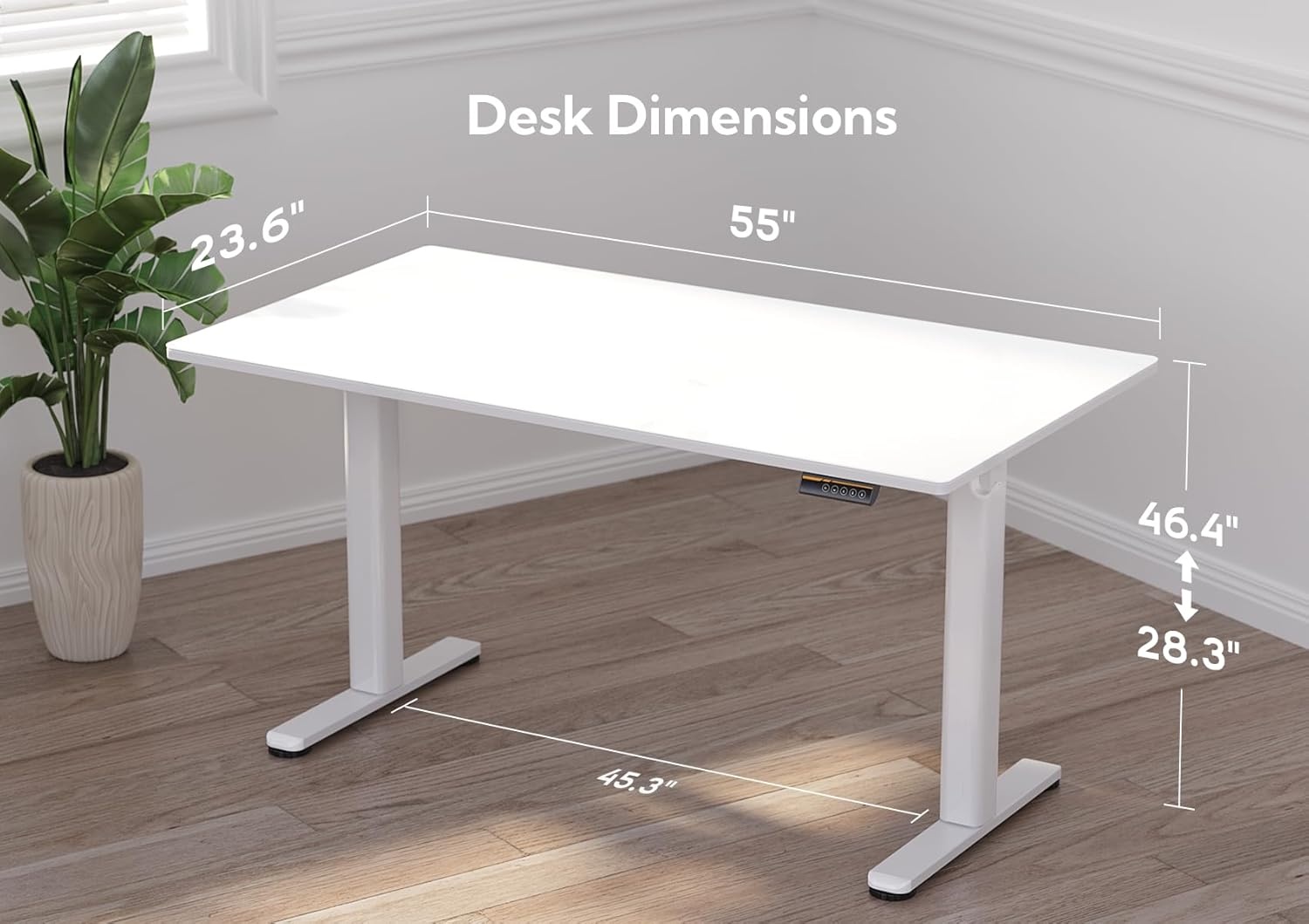 image:imageClaiks Glass Standing Desk 48x24 Inch Electric Standing Desk Adjustable Height Quick Install Home Office Computer Desk BlackSuper White