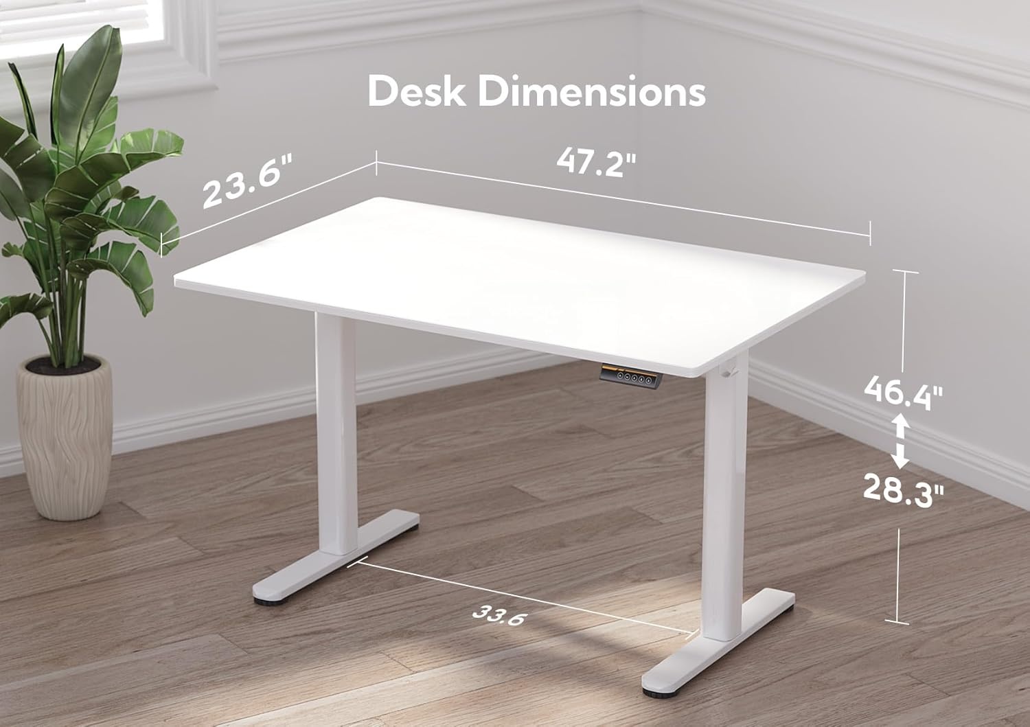 image:imageClaiks Glass Standing Desk 48x24 Inch Electric Standing Desk Adjustable Height Quick Install Home Office Computer Desk BlackSuper White