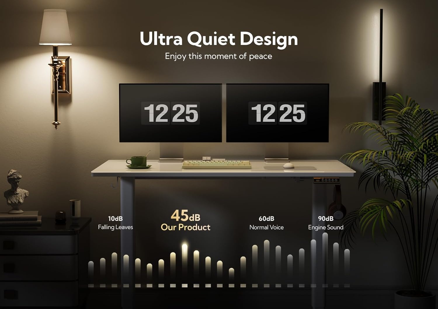 image:imageClaiks Glass Standing Desk 48x24 Inch Electric Standing Desk Adjustable Height Quick Install Home Office Computer Desk BlackSuper White