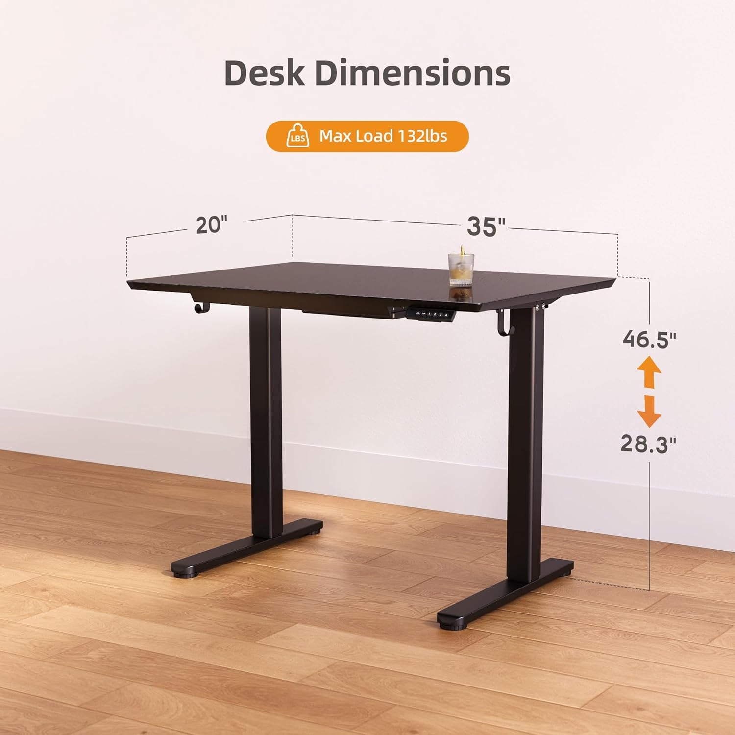 image:imageClaiks Glass Standing Desk with Drawers 4024 Inch Adjustable Stand Up Desk Quick Install Home Office Computer Desk WhiteBlack