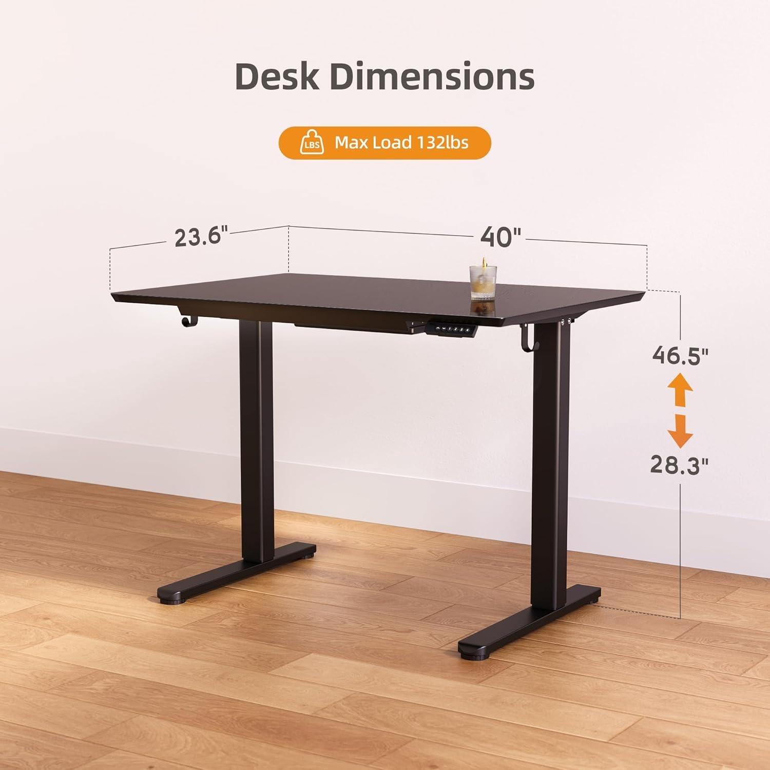 image:imageClaiks Glass Standing Desk with Drawers 4024 Inch Adjustable Stand Up Desk Quick Install Home Office Computer Desk WhiteBlack