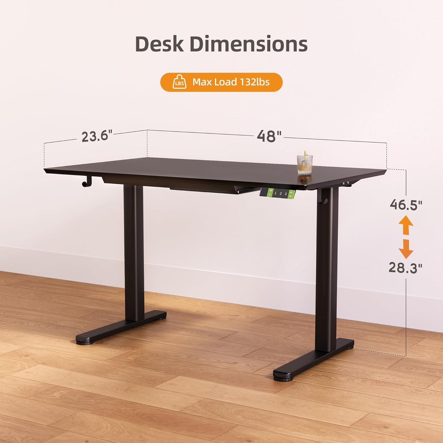 image:imageClaiks Glass Standing Desk with Drawers 4024 Inch Adjustable Stand Up Desk Quick Install Home Office Computer Desk WhiteBlack