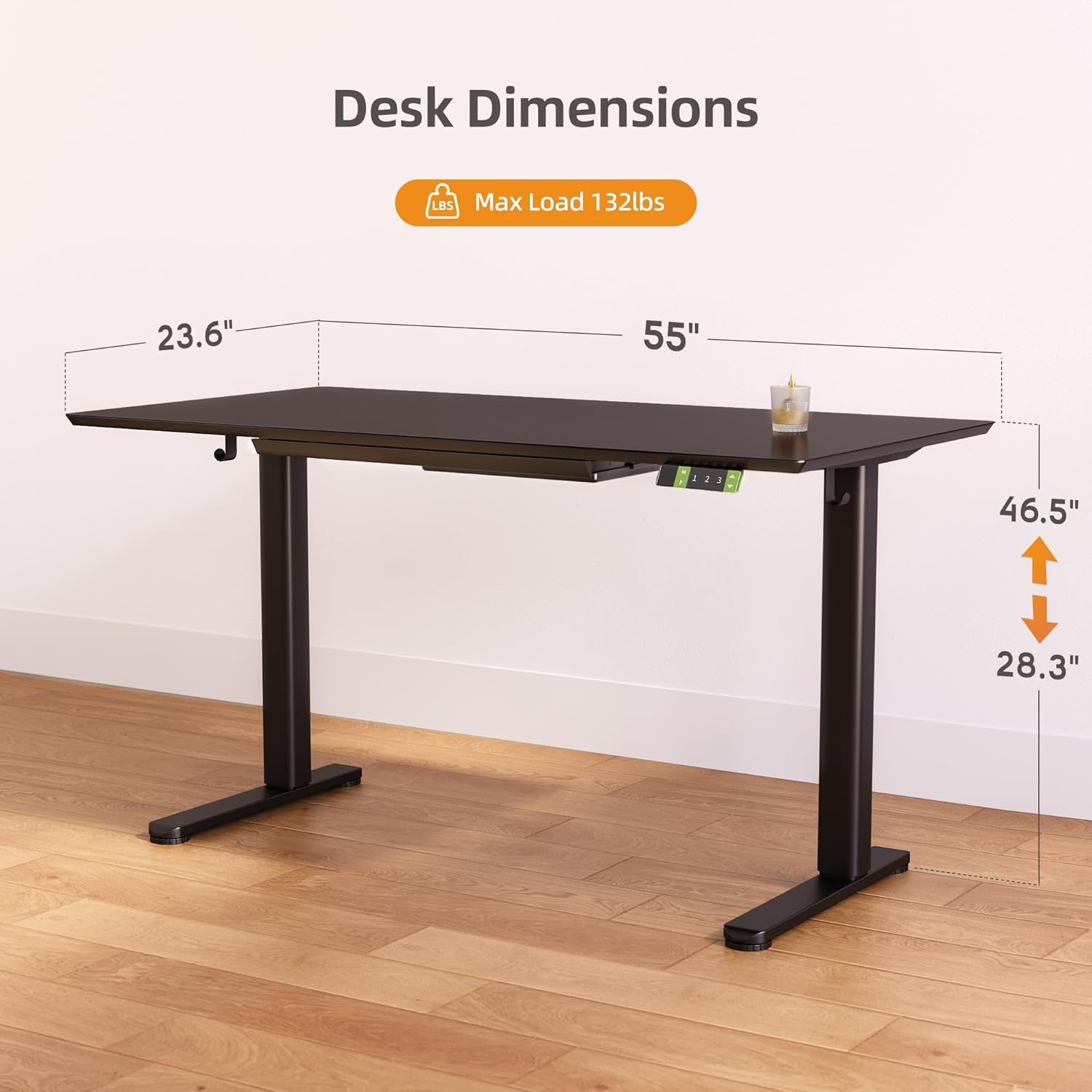 image:imageClaiks Glass Standing Desk with Drawers 4024 Inch Adjustable Stand Up Desk Quick Install Home Office Computer Desk WhiteBlack
