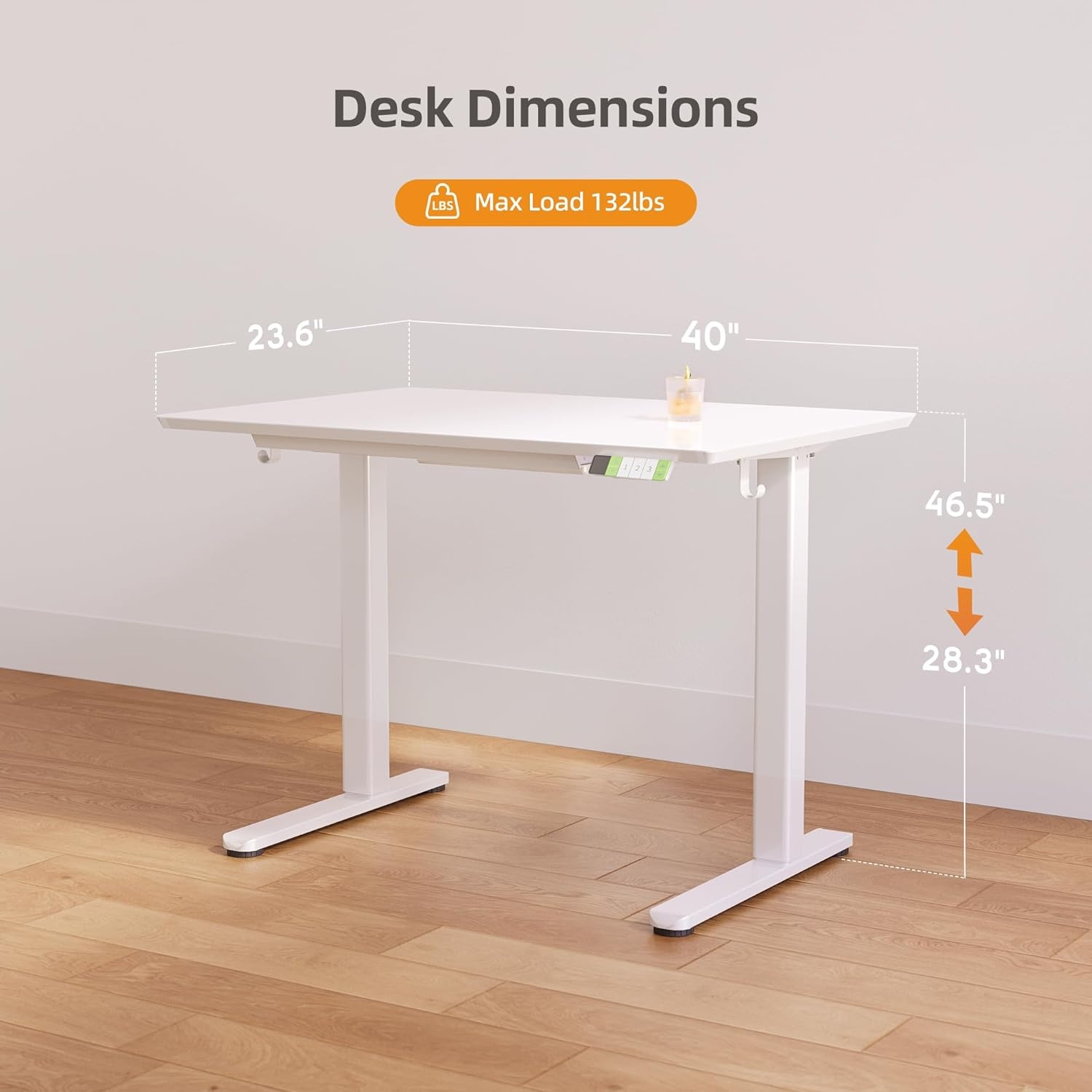 image:imageClaiks Glass Standing Desk with Drawers 4024 Inch Adjustable Stand Up Desk Quick Install Home Office Computer Desk WhiteSuper White