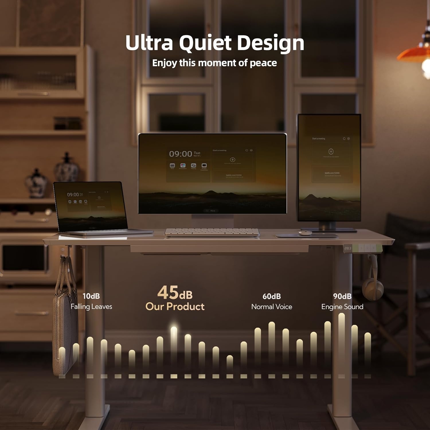 image:imageClaiks Glass Standing Desk with Drawers 4024 Inch Adjustable Stand Up Desk Quick Install Home Office Computer Desk WhiteSuper White