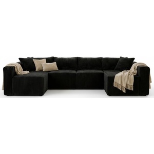 image:imageClaiks 128 Modular U Shaped Boneless Couch Oversized Sectional Bonless Couches for Living Room Modern Sofa with Pet Stairs No Assembly Required BlackLight Grey