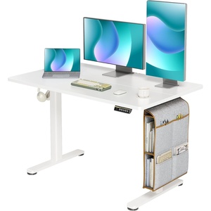 image:imageClaiks Electric Standing Desk Adjustable Height with Spacious Storage Bag 48x24 Inch Stand Up Desk with Headphone Hook Sit Stand Table for Home Office Computer Workstation Rustic BrownWhite