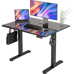 image:imageClaiks Glass Standing Desk 48x24 Inch Electric Standing Desk Adjustable Height Quick Install Home Office Computer Desk BlackCool Black