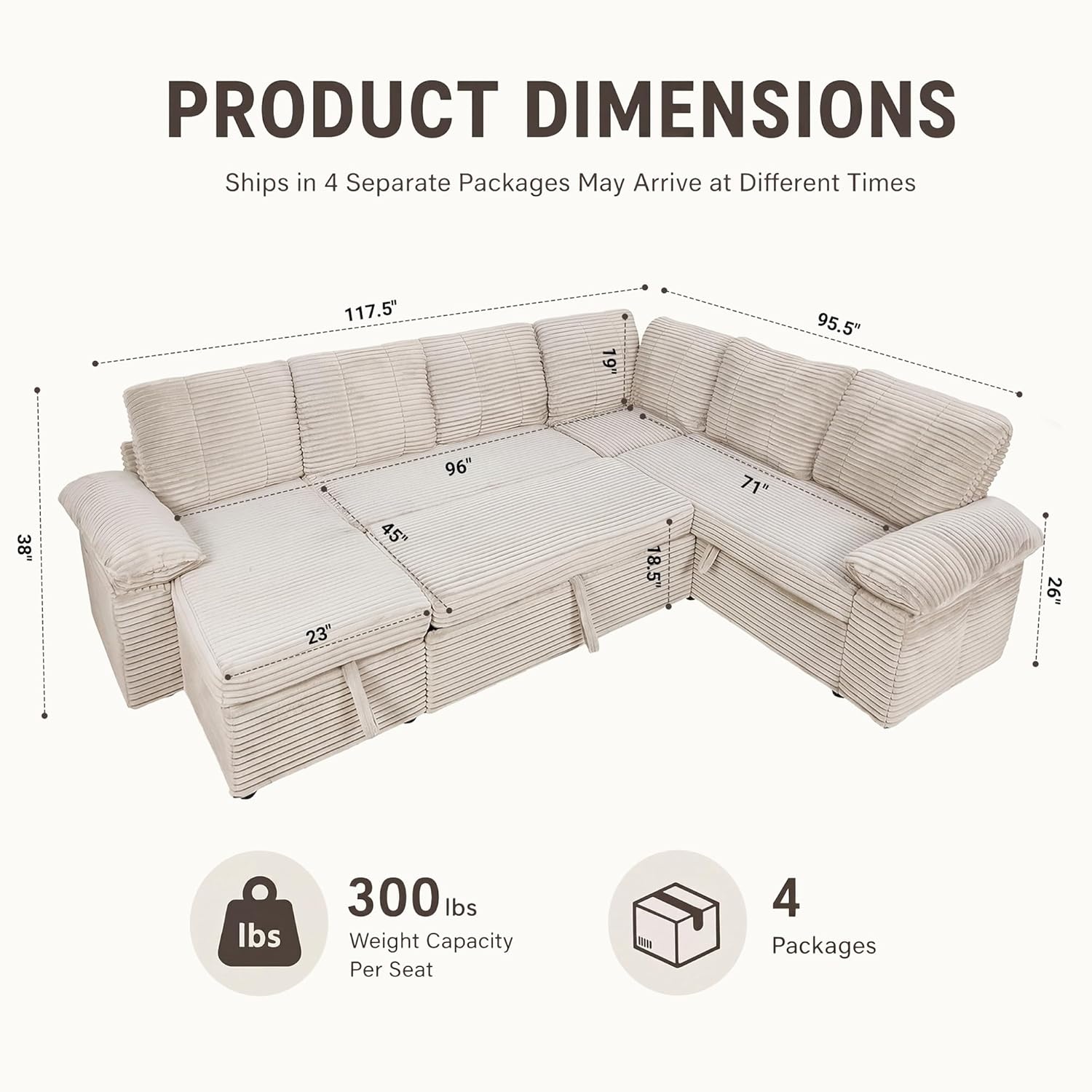 image:imageClaiks 125 Modular Sectional Sofa with Storage U Shaped Cloud Couch with Movable Ottomansamp 2 Pillows Corduroy Deep Seat Sectional Couches for Living Room Apartment GreenBeige